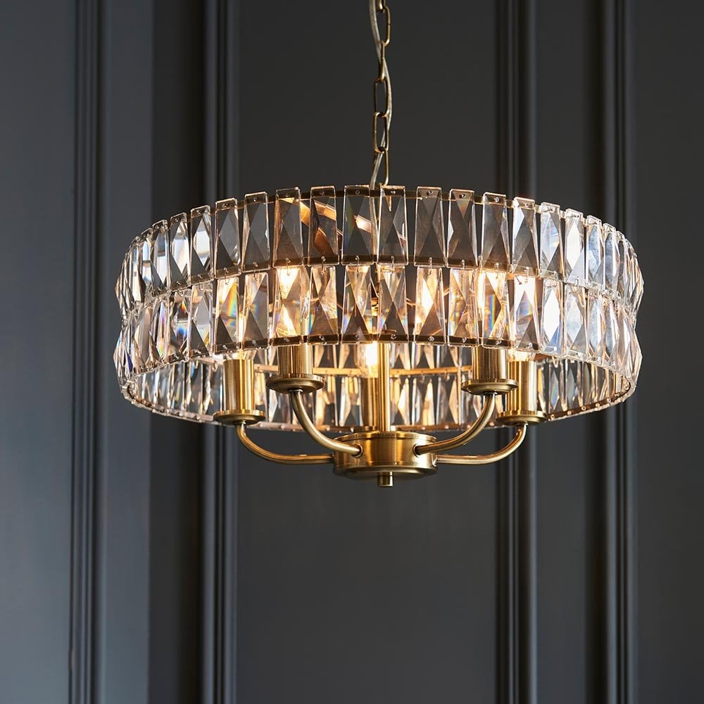 Clifton 5 Light Antique Brass Ceiling Pendant