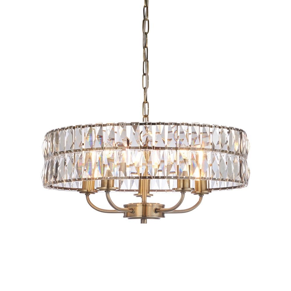 Clifton 5 Light Antique Brass Ceiling Pendant