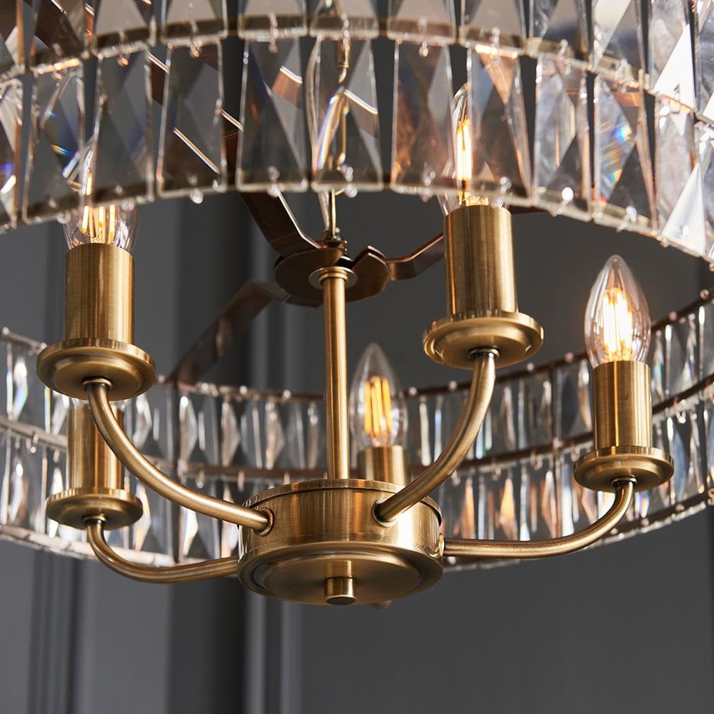 Clifton 5 Light Antique Brass Ceiling Pendant