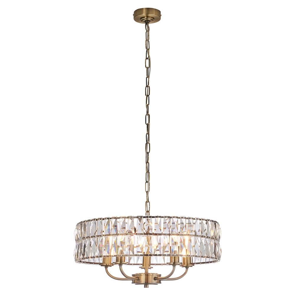 Clifton 5 Light Antique Brass Ceiling Pendant