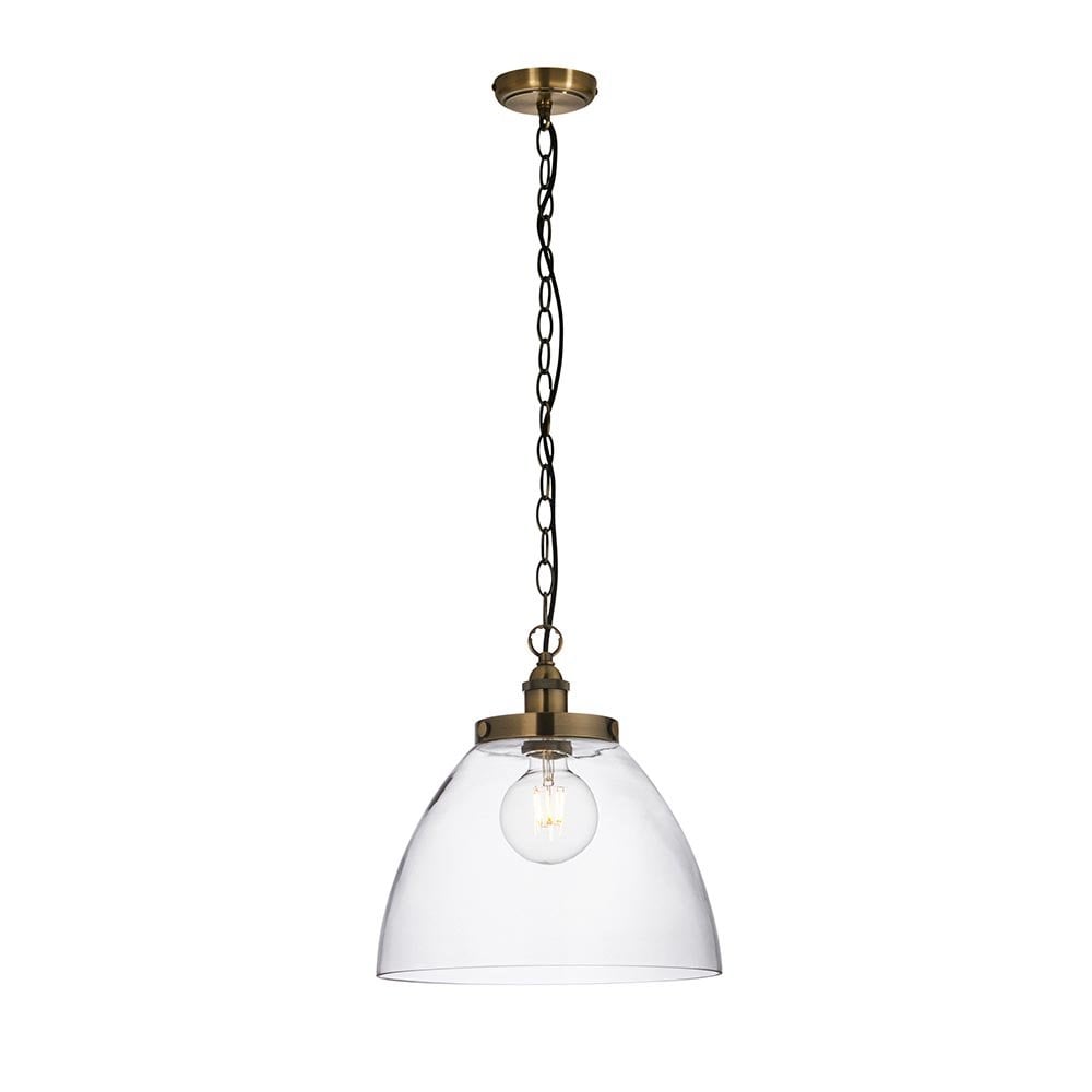 Hansen Large Pendant in Antique Brass & Clear Glass
