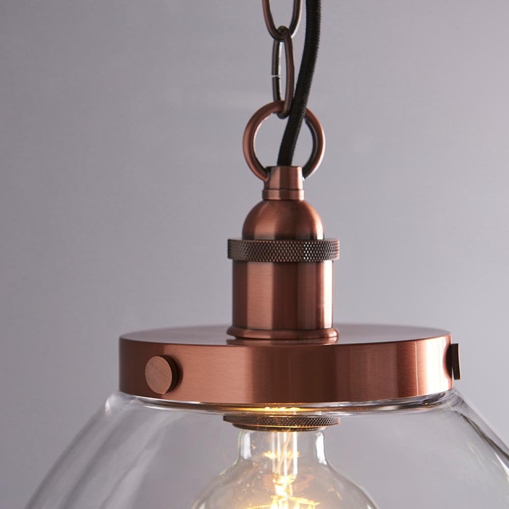 Hansen Large Pendant in Aged Copper & Clear Glass