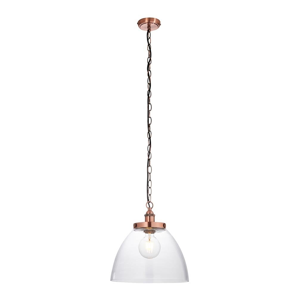 Hansen Large Pendant in Aged Copper & Clear Glass