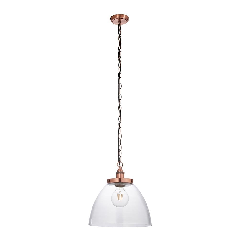 Hansen Large Pendant in Aged Copper & Clear Glass