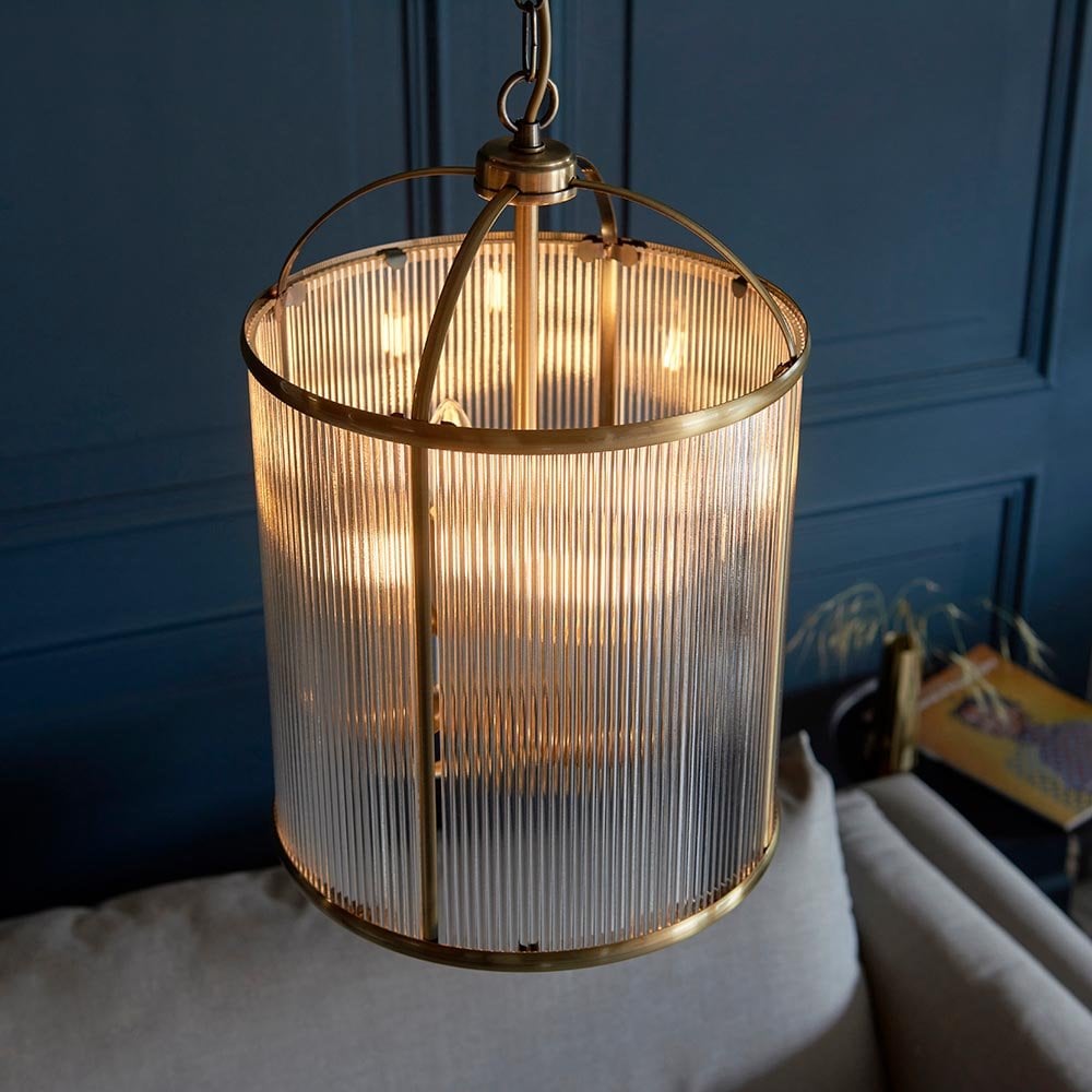 Lambeth 4 Light Ribbed Lantern Pendant