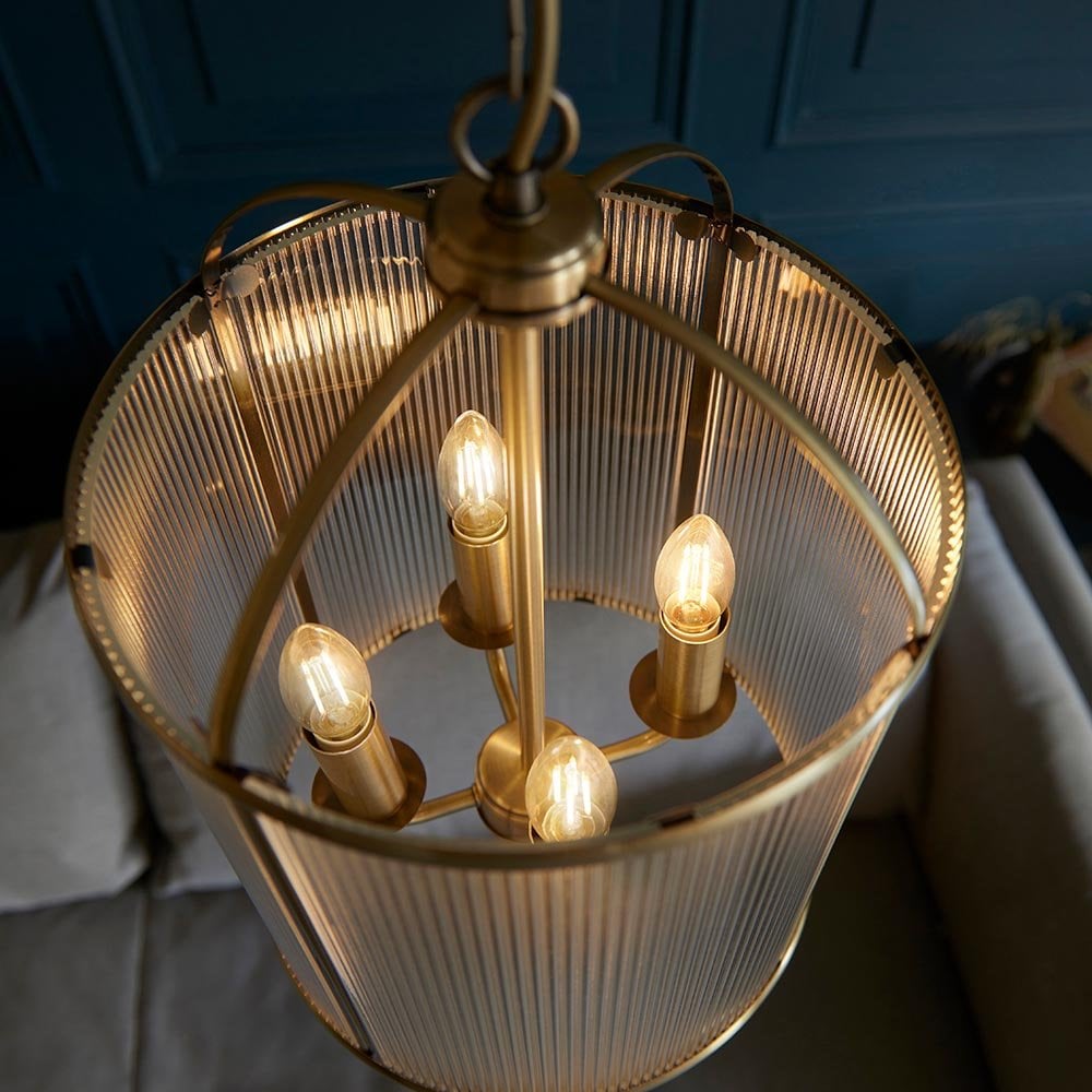 Lambeth 4 Light Ribbed Lantern Pendant