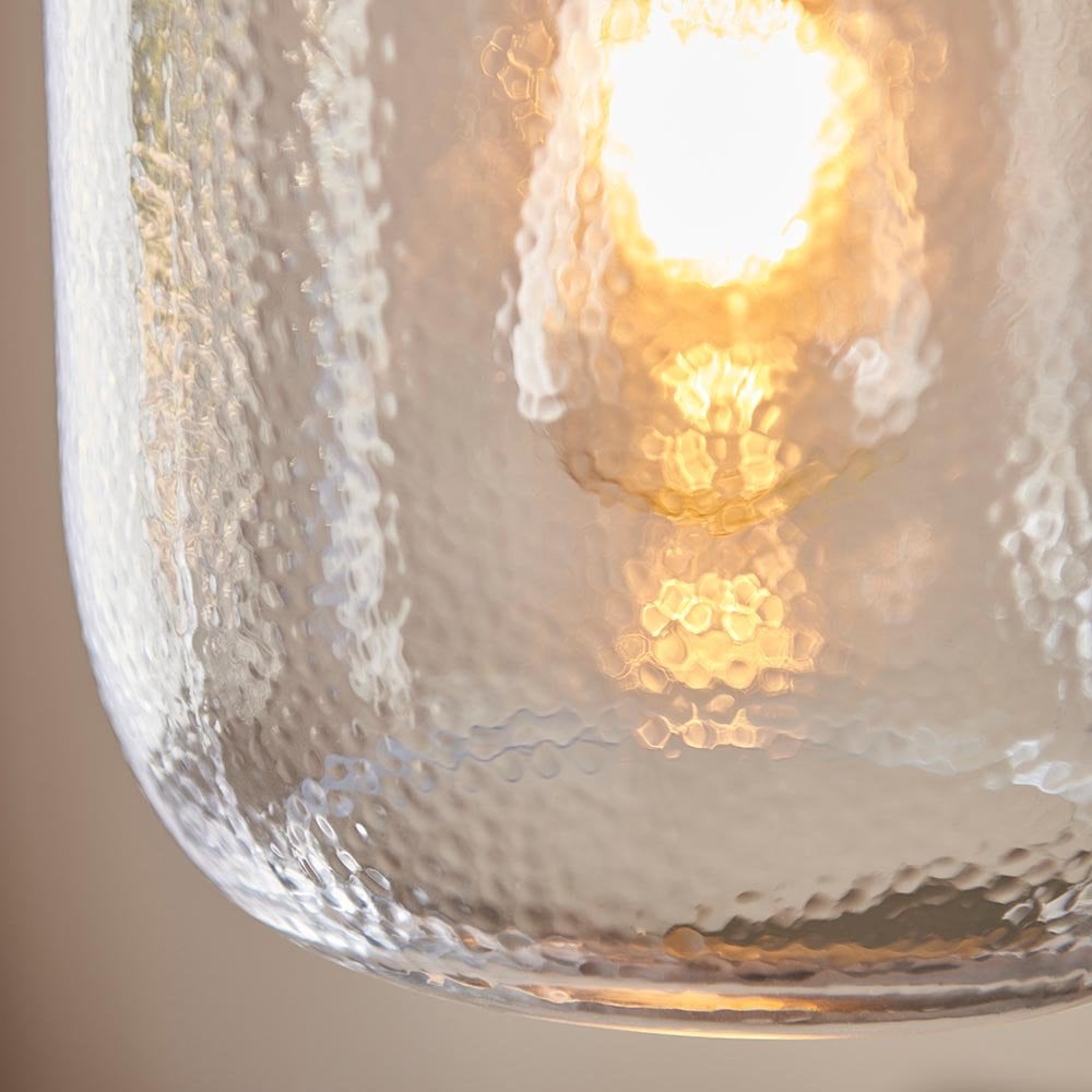 Lyra Single Pendant in Antique Brass & Textured Glass