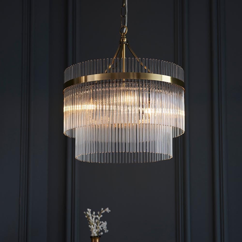 Marietta 3 Light Antique Brass Pendant