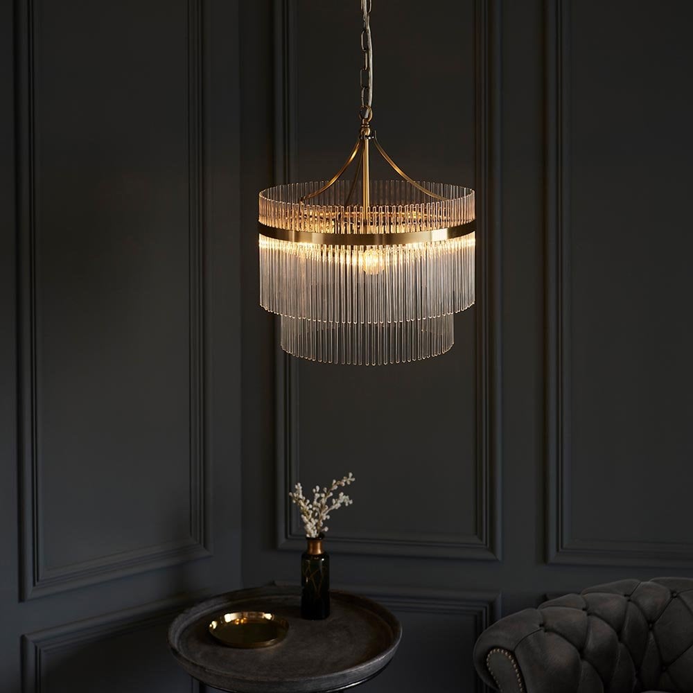 Marietta 3 Light Antique Brass Pendant
