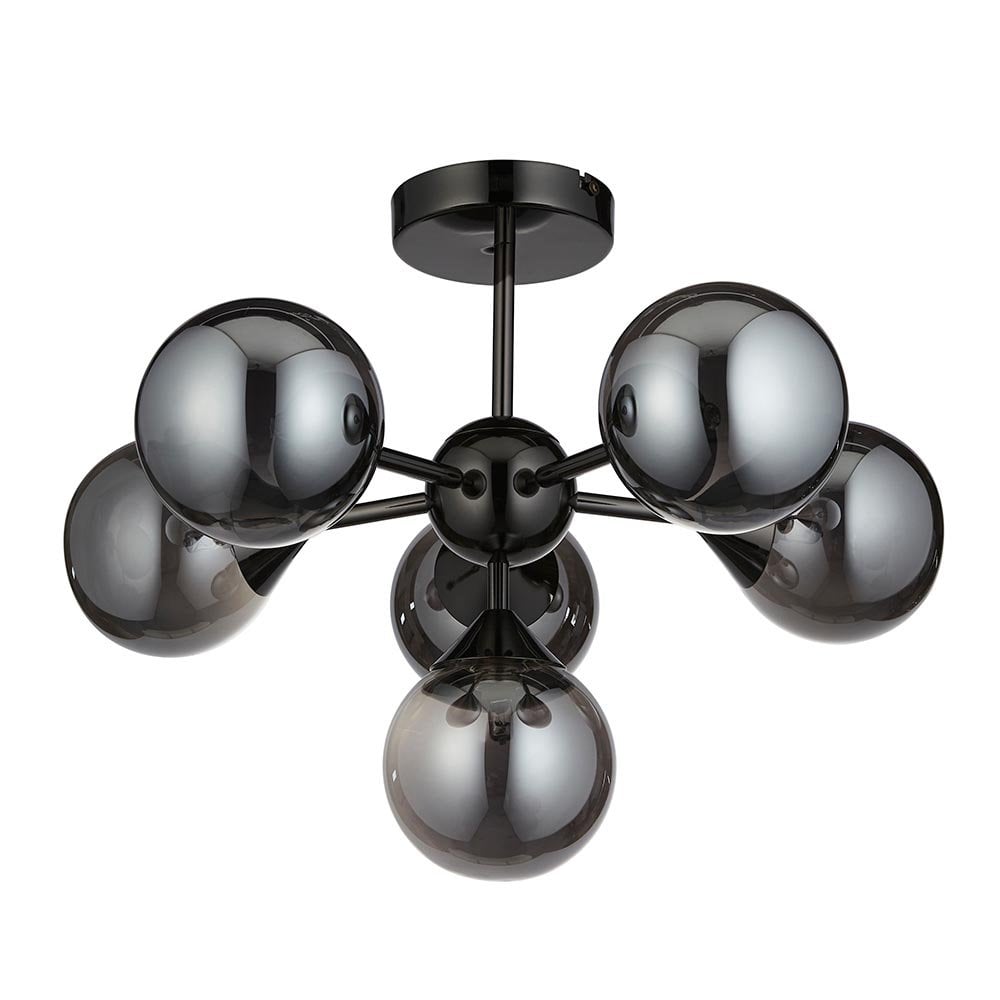 Oscar 6 Light Black Semi Flush C/W Mirror Shades