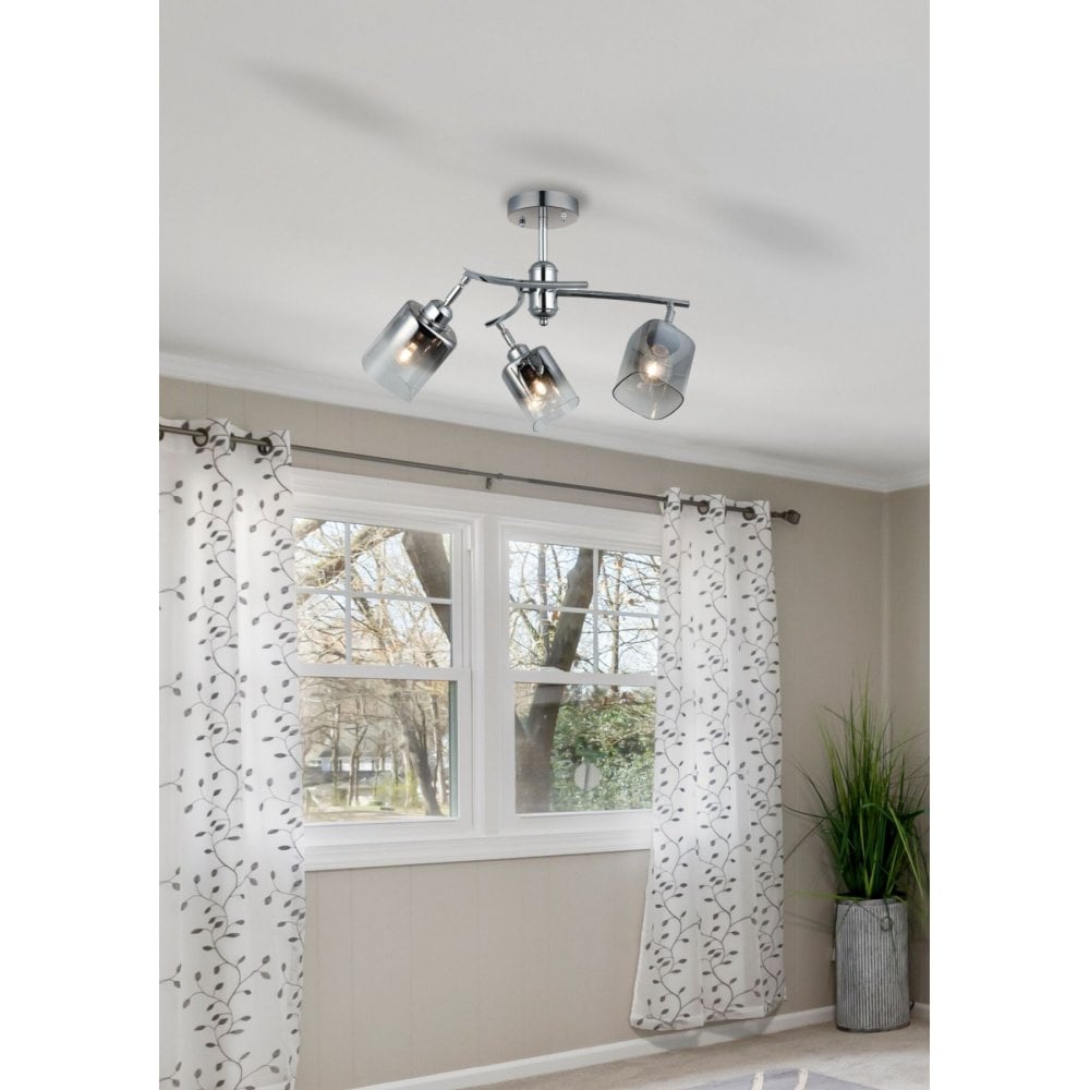Taylor 3 Light Polished Chrome Semi Flush