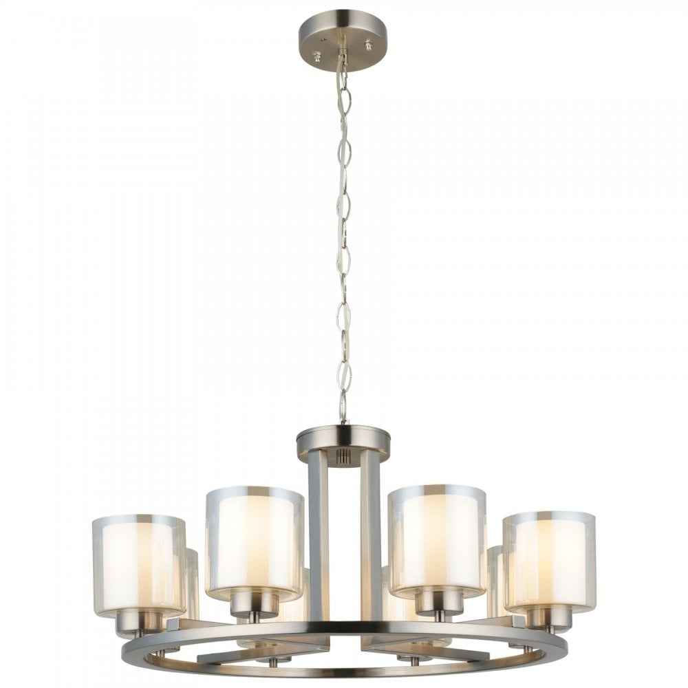 Yara Round Satin Chrome 8 Light Pendant