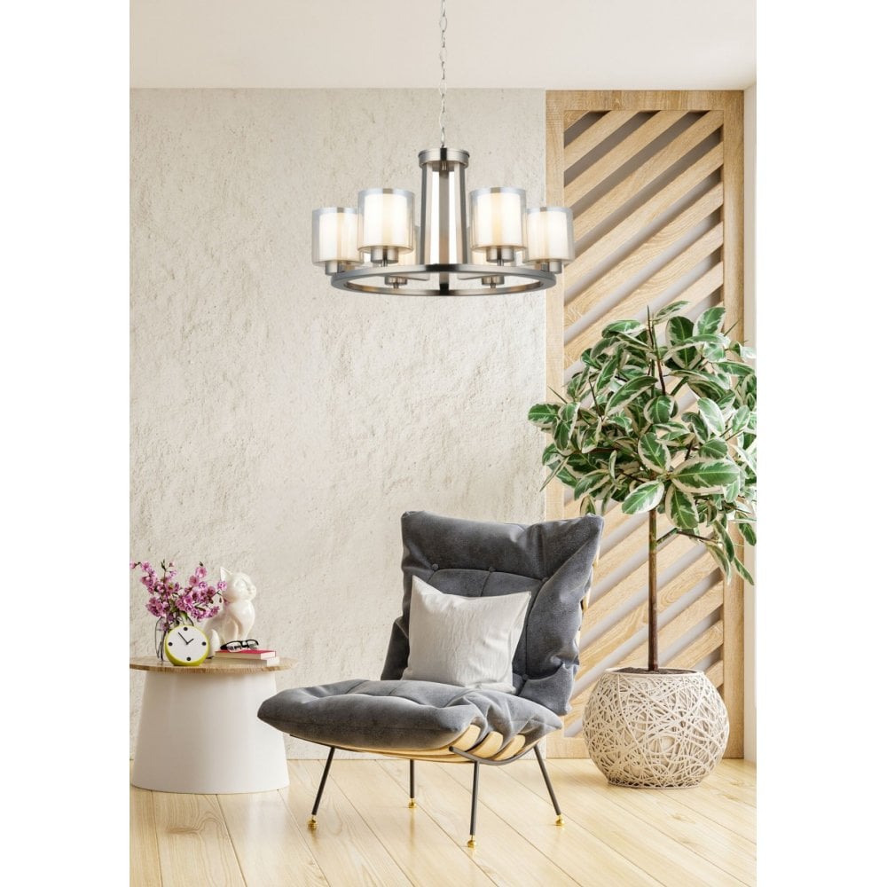 Yara Round Satin Chrome 6 Light Pendant