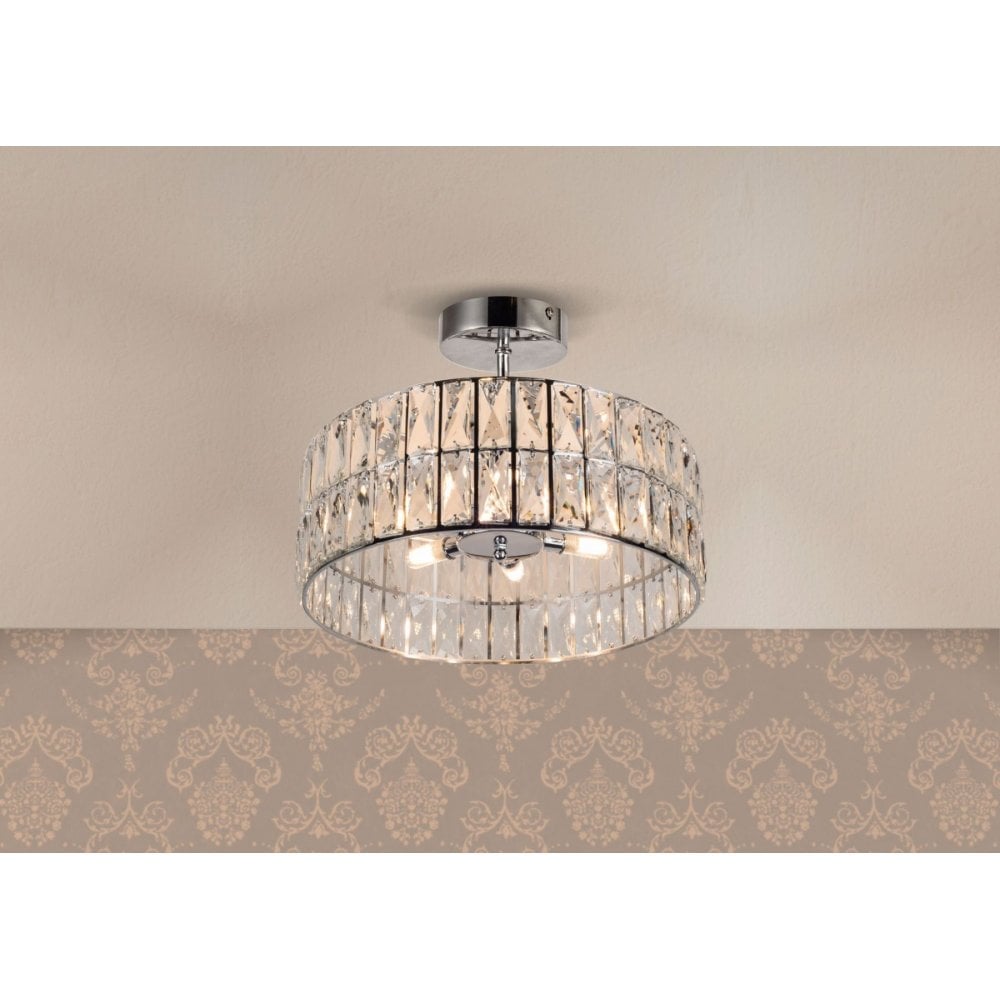 Haley 6 Light Polished Chrome Semi Flush Crystal Fitting
