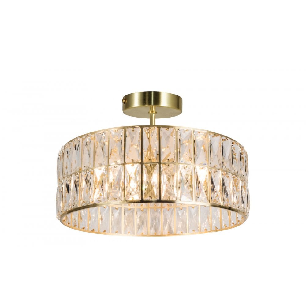 Haley 6 Light Satin Brass Semi Flush Crystal Fitting