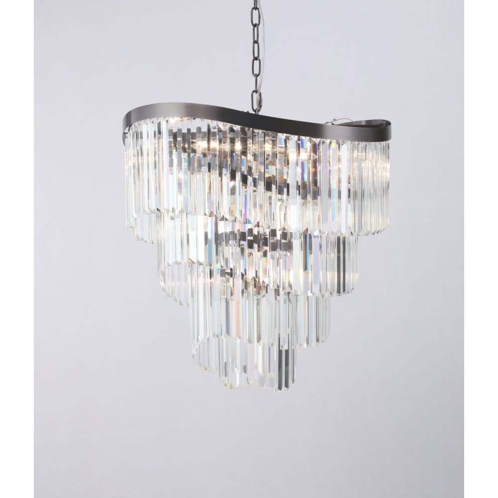 Waverly 12 Light Brushed Black Chrome Chandelier
