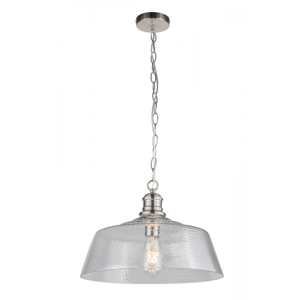 Millar Single Glass Pendant in Satin Chrome
