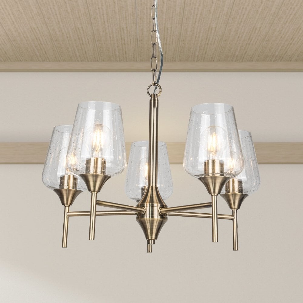Vino 5 Light Antique Brass Pendant