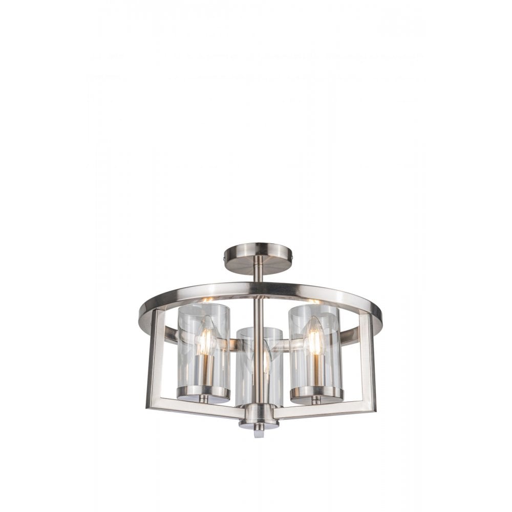 Costello 3 Light Satin Chrome Semi Flush
