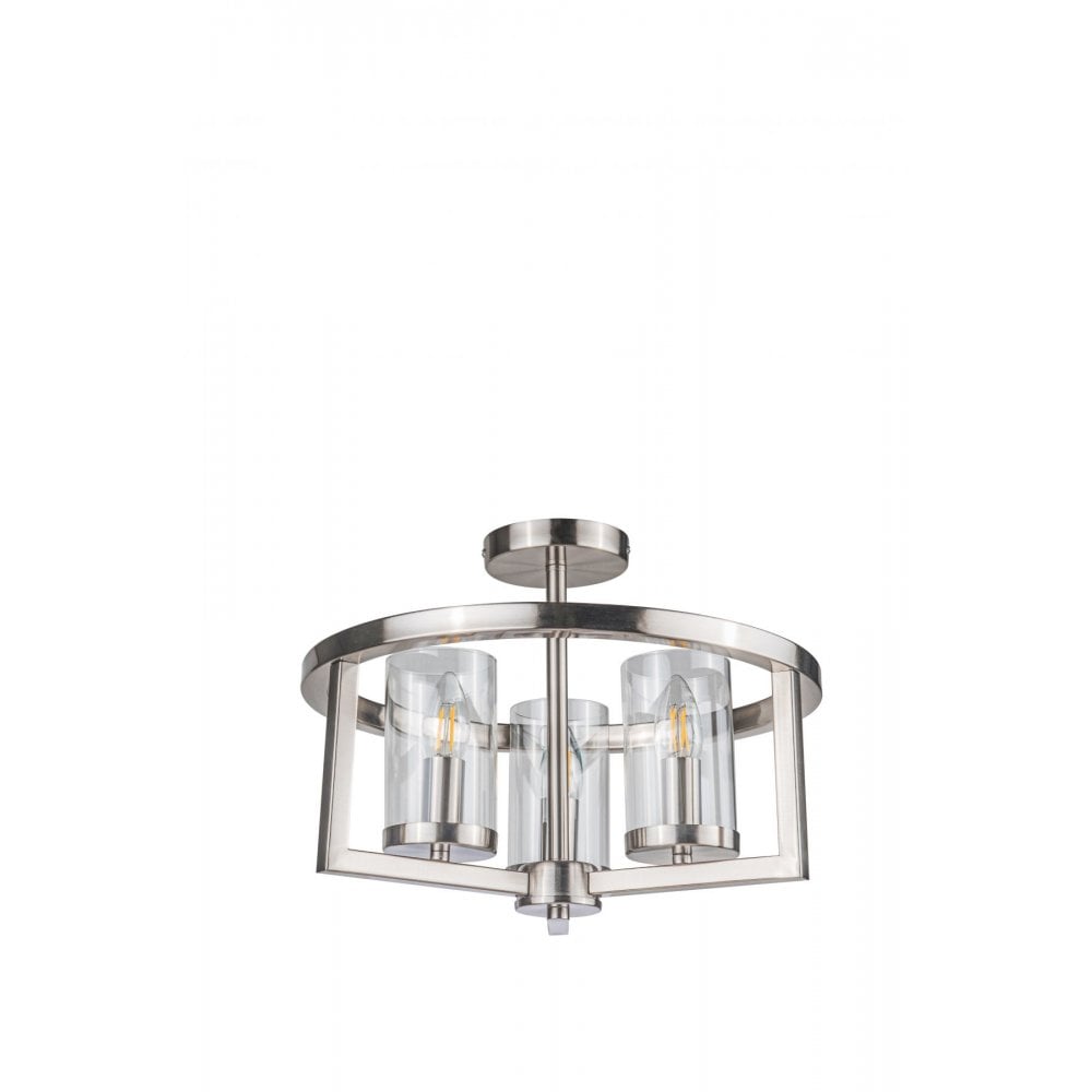 Costello 3 Light Satin Chrome Semi Flush