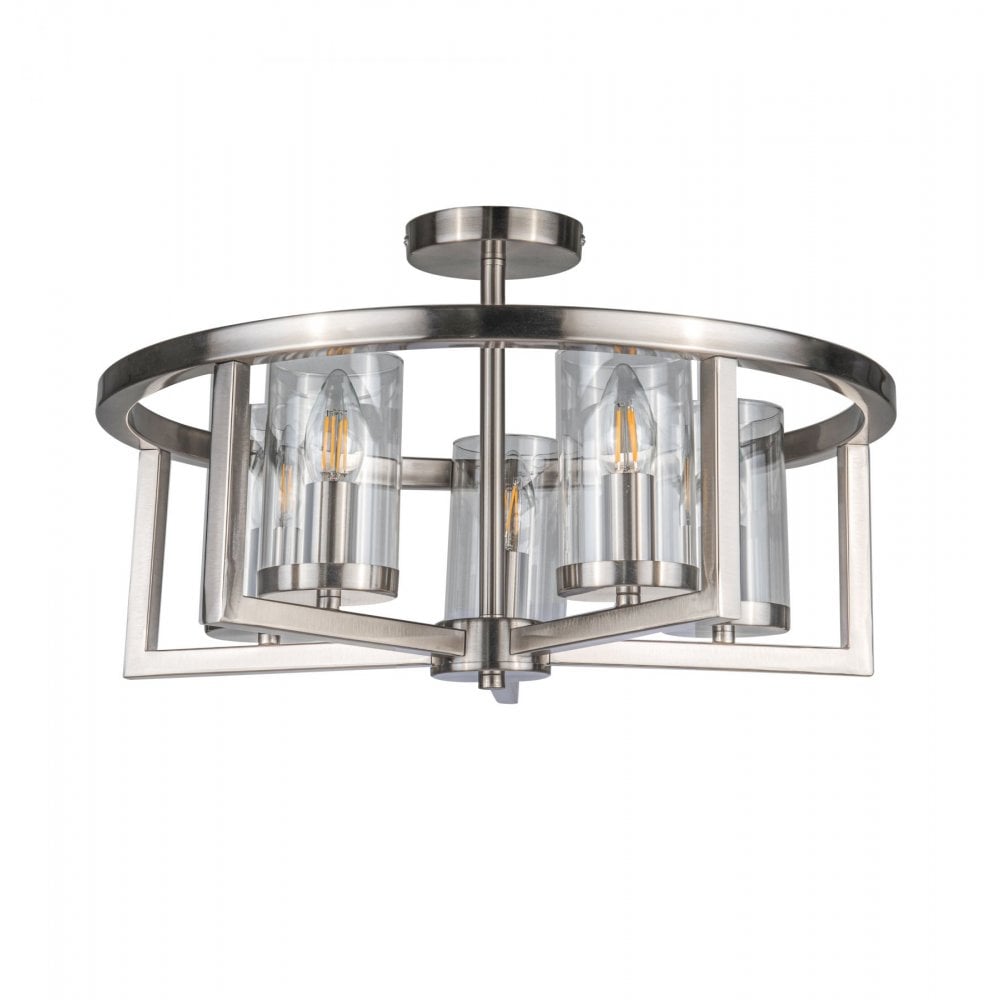 Costello 5 Light Satin Chrome Semi Flush