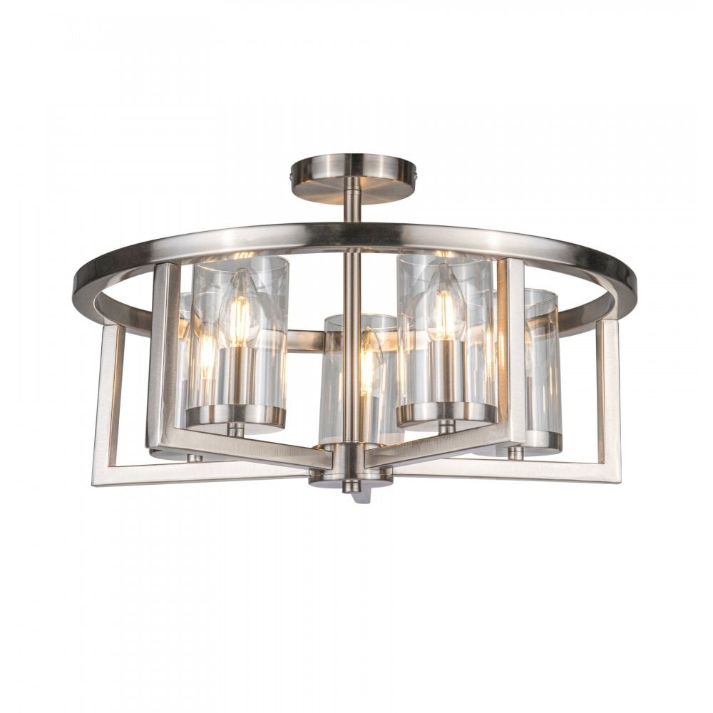 Costello 5 Light Satin Chrome Semi Flush