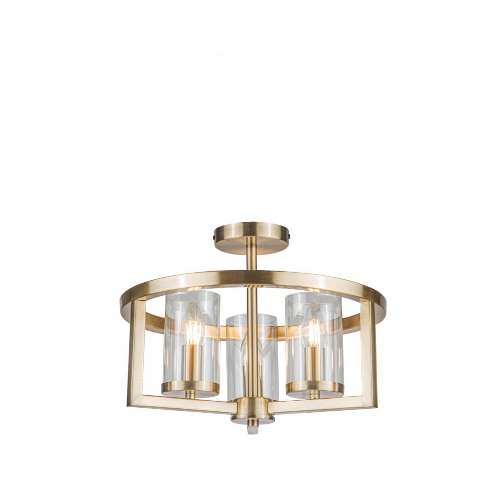 Costello 3 Light Antique Brass Semi Flush