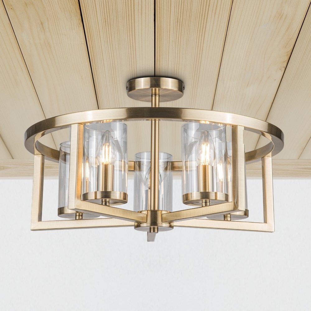 Costello 5 Light Antique Brass Semi Flush