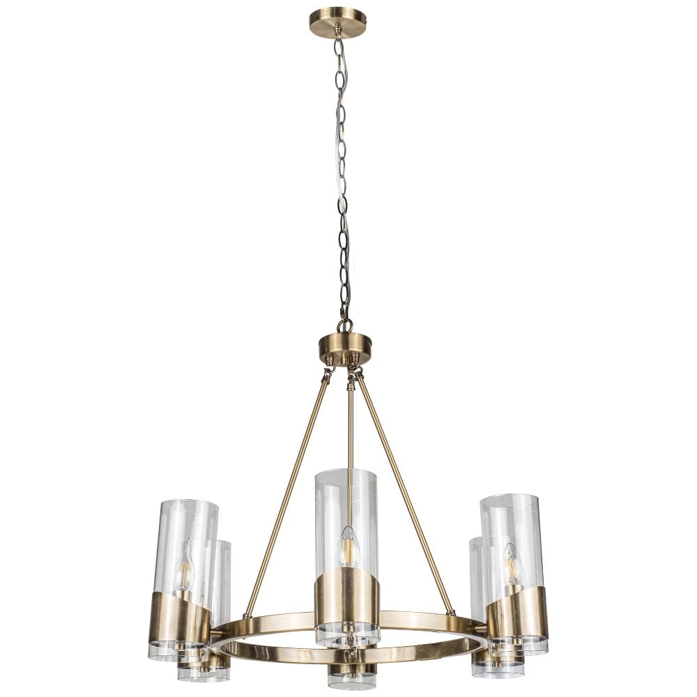 Rossa 6 Light Antique Brass Pendant
