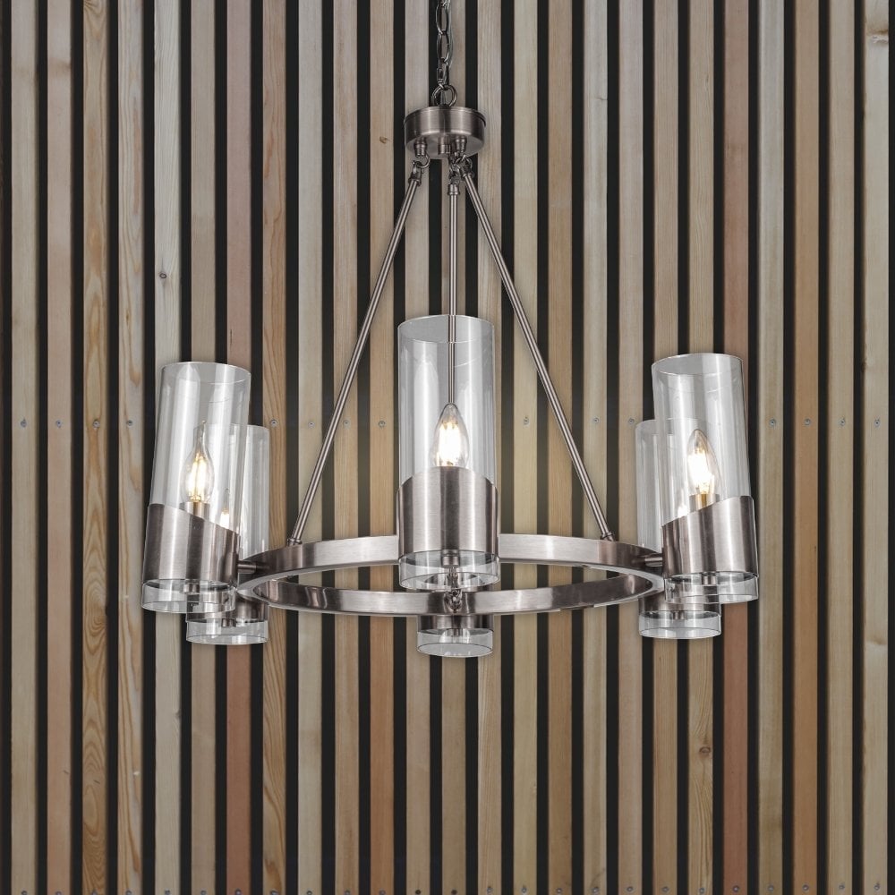 Rossa 6 Light Satin Chrome Pendant