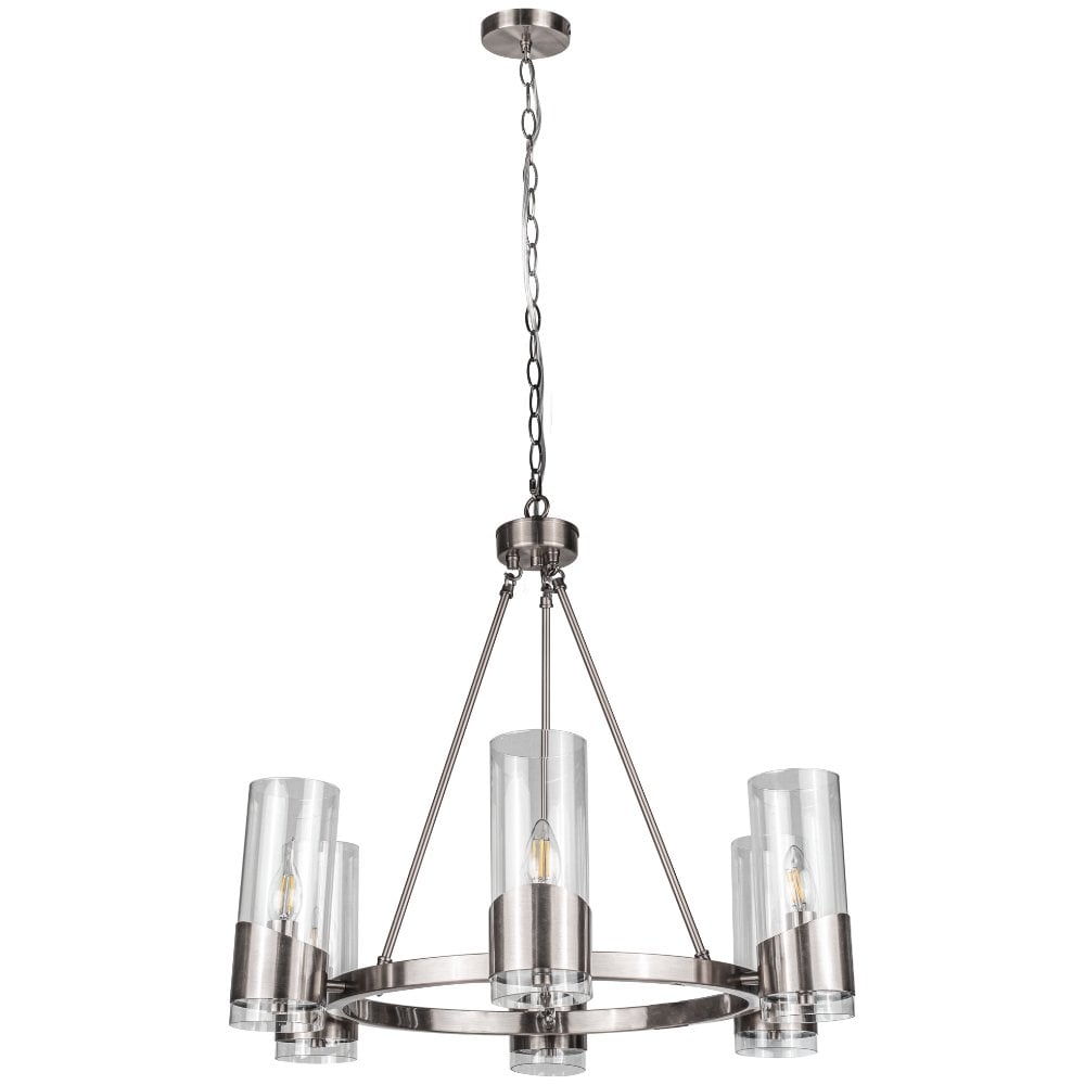Rossa 6 Light Satin Chrome Pendant