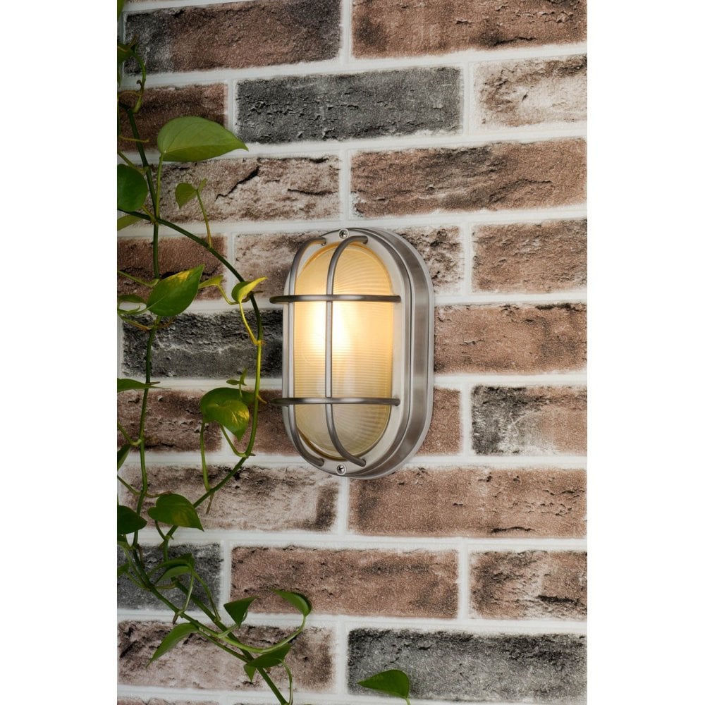 Salcombe Oval Outdoor Wall Light in stainless Steel Finish IP44