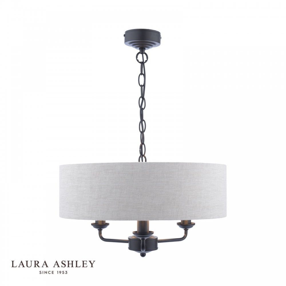 Sorrento 3 Light Pendant in Matt Black C/W Natural Shade