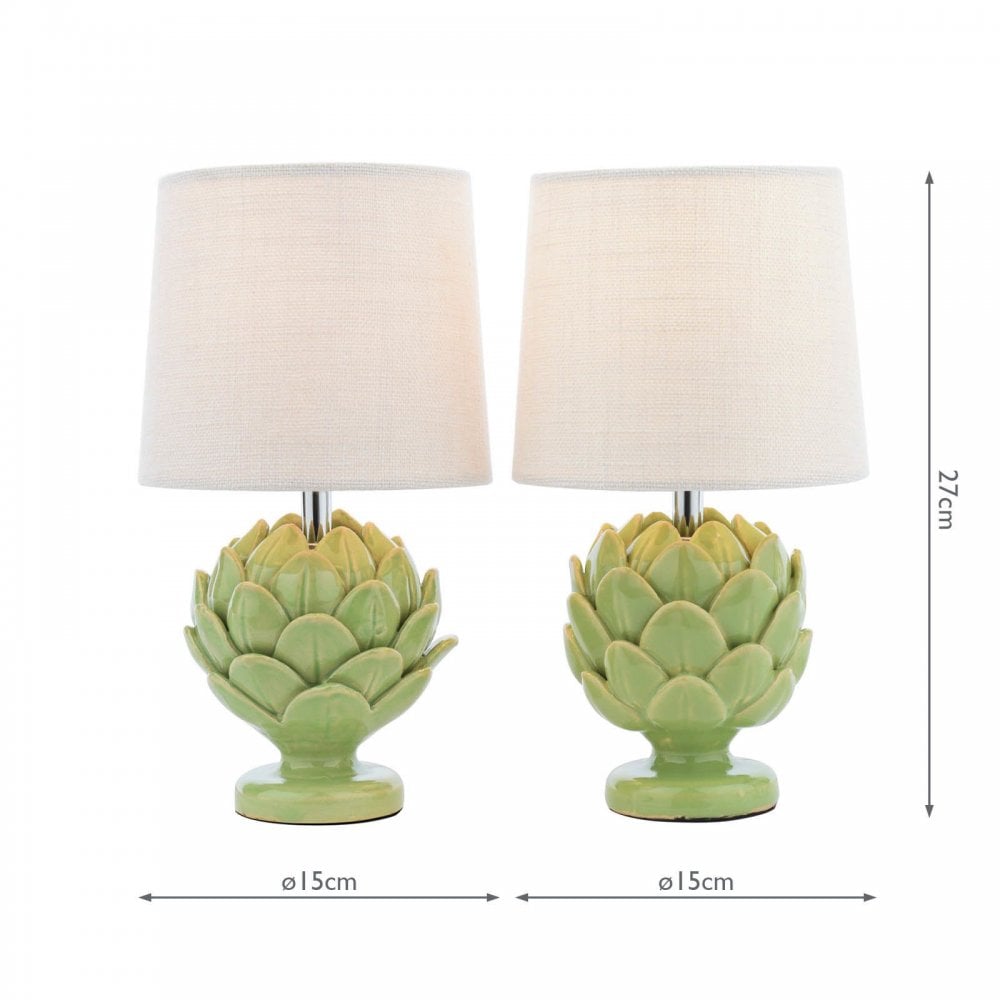 Artichoke Green Twin Pack Table Lamp C/W Shade