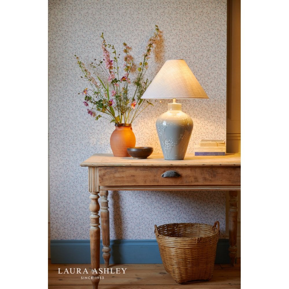 Pussywillow Grey Ceramic Table Lamp C/W Shade