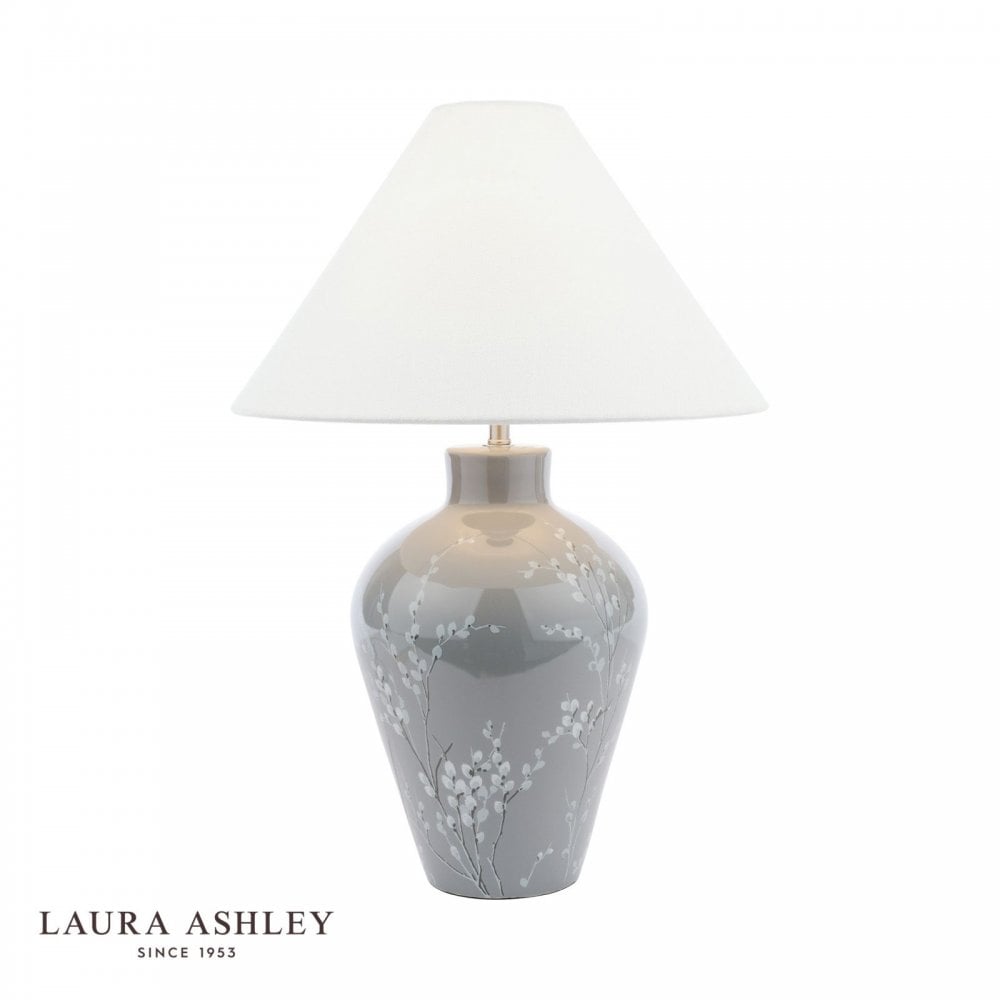 Pussywillow Grey Ceramic Table Lamp C/W Shade