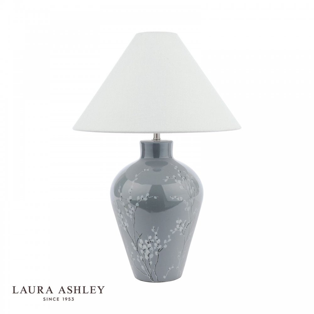 Pussywillow Grey Ceramic Table Lamp C/W Shade