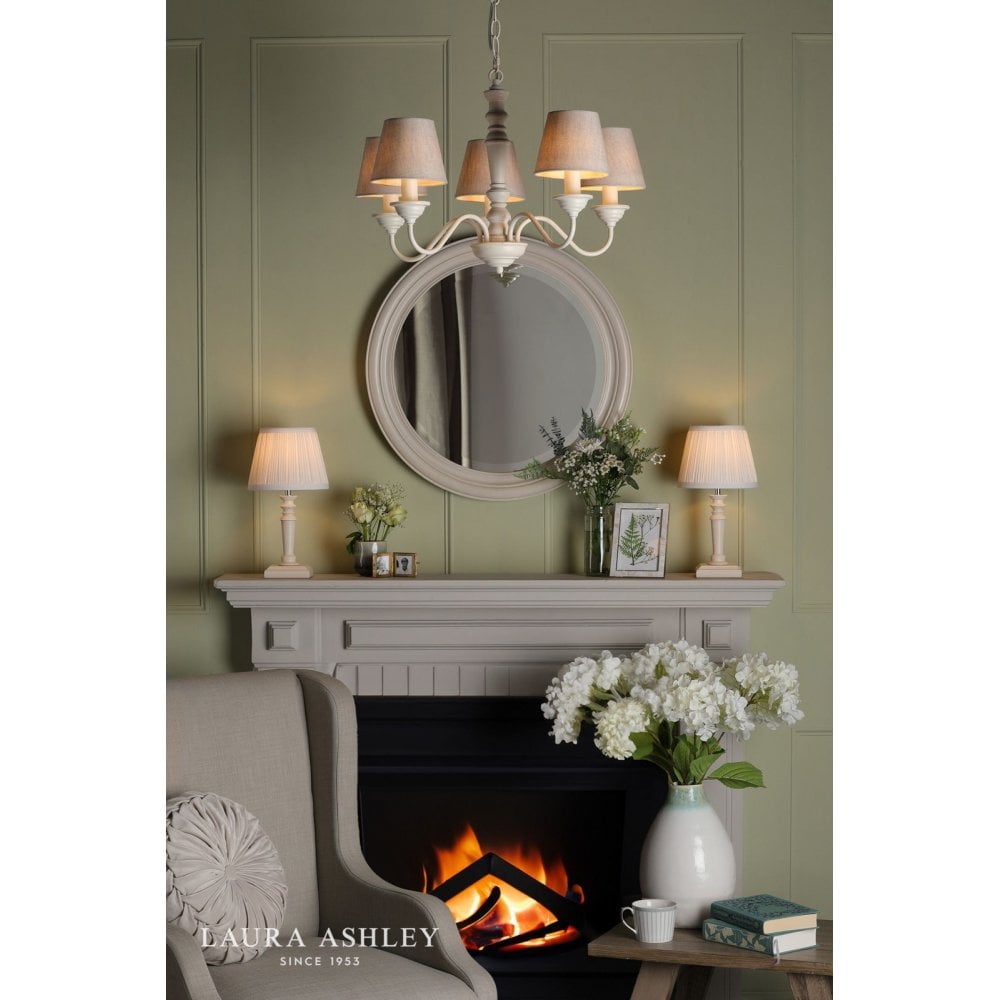 Tate Twin Pack Distressed Wood Table Lamp C/W Shade