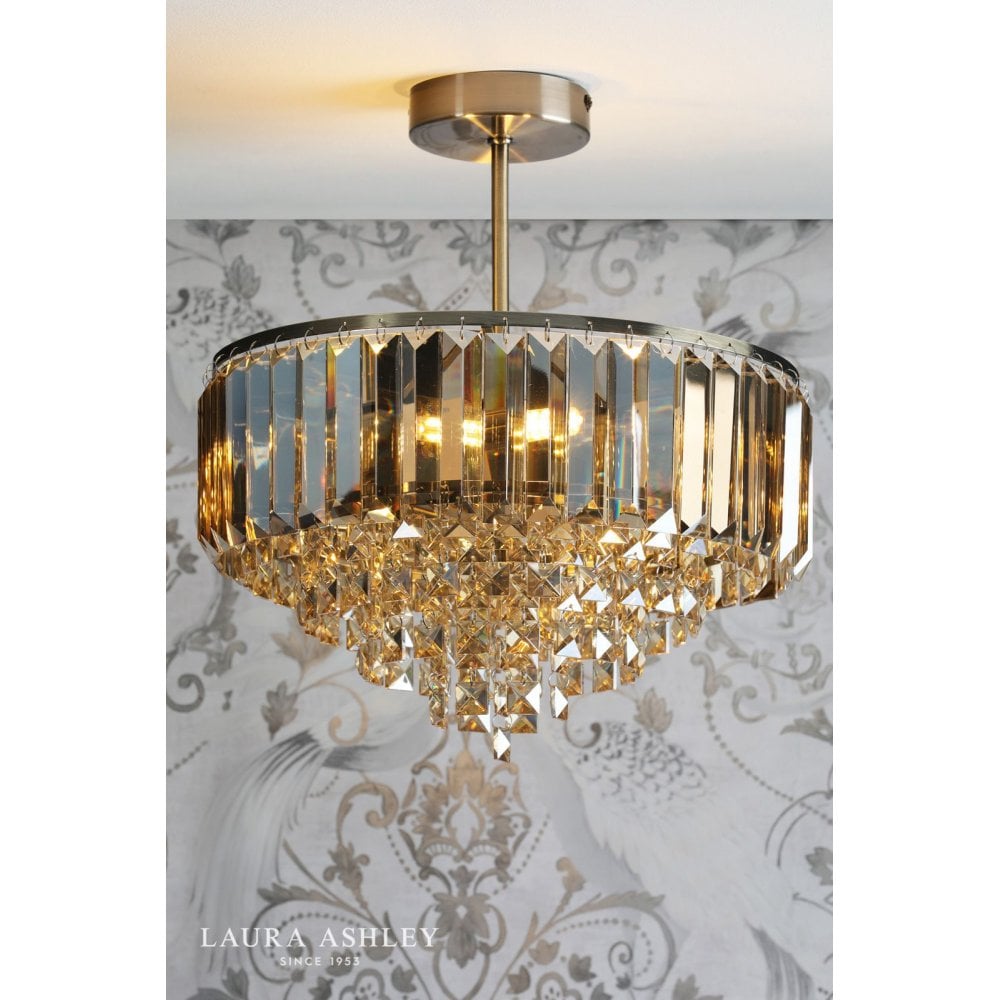 Vienna 3 Light Semi Flush Champagne Crystal