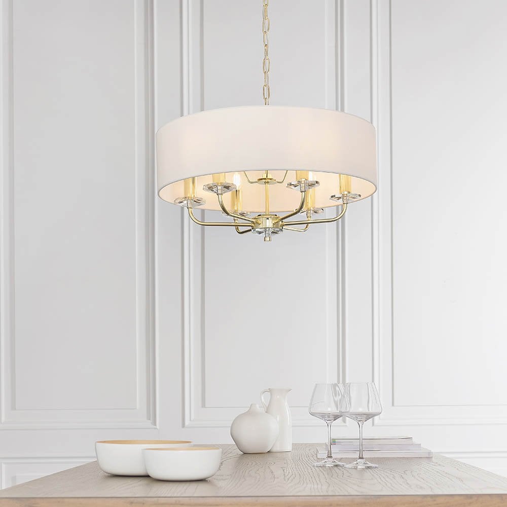 Nixon 6 Light Ceiling Pendant in Brass