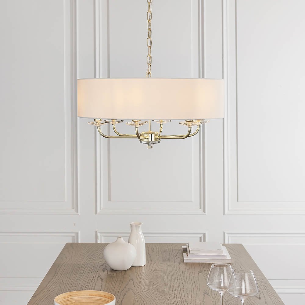 Nixon 6 Light Ceiling Pendant in Brass