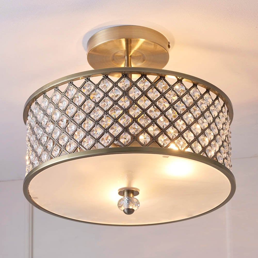 Hudson 3 Light Semi-Flush in Antique Brass
