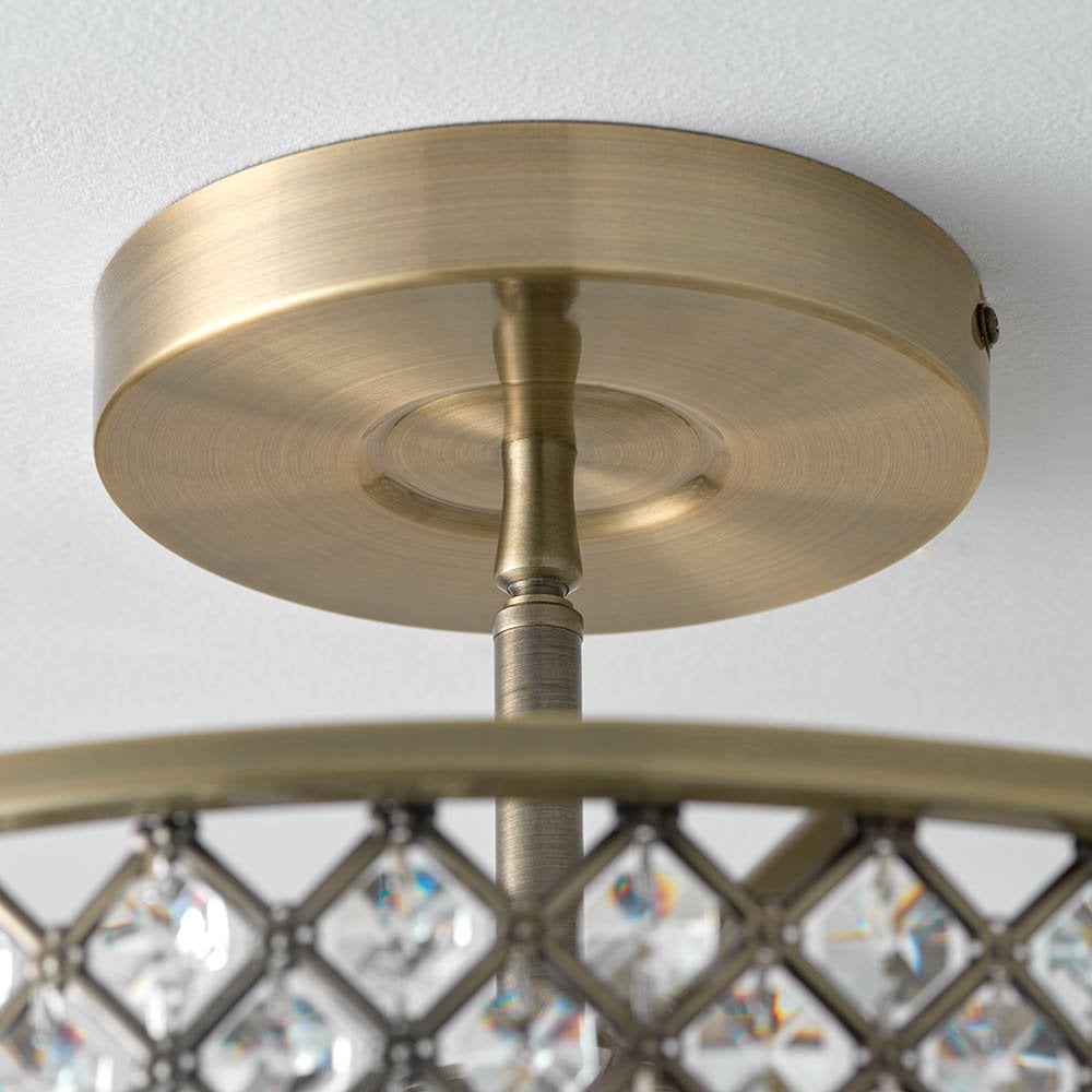 Hudson 3 Light Semi-Flush in Antique Brass