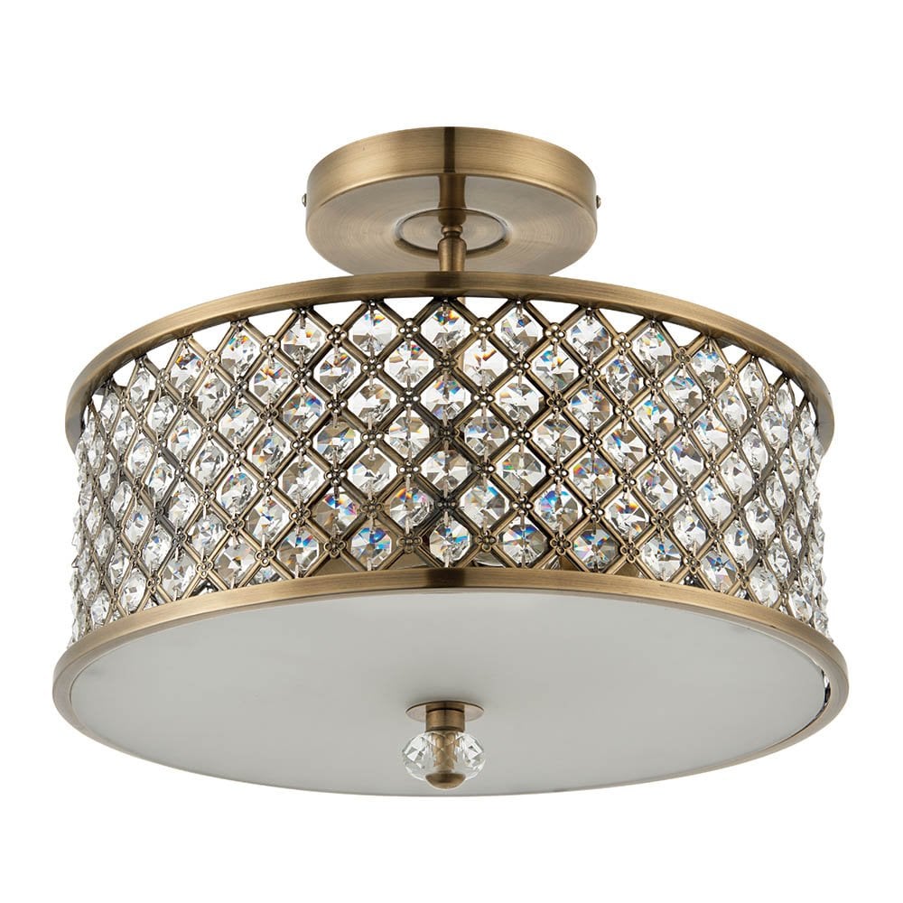 Hudson 3 Light Semi-Flush in Antique Brass
