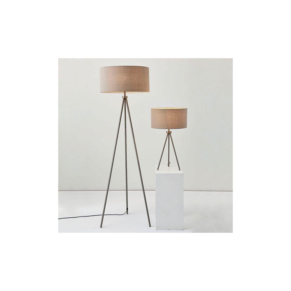 Tri Floor Lamp in Nickel C/W Shade