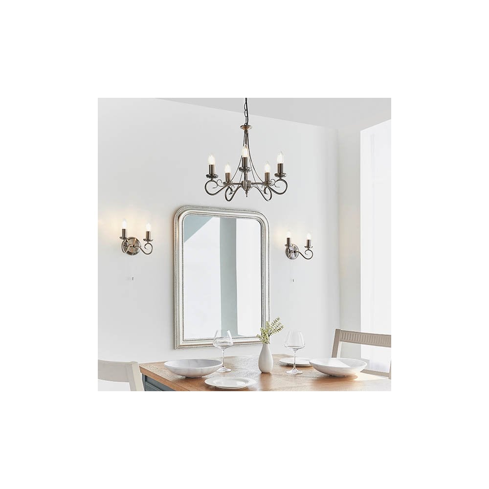 Trafford 5 Light Ceiling Pendant in Antique Silver