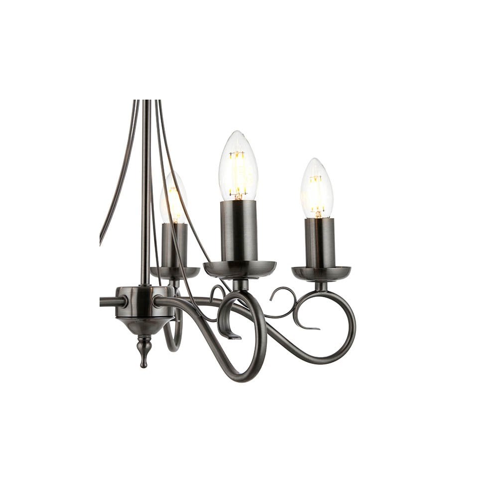 Trafford 5 Light Ceiling Pendant in Antique Silver
