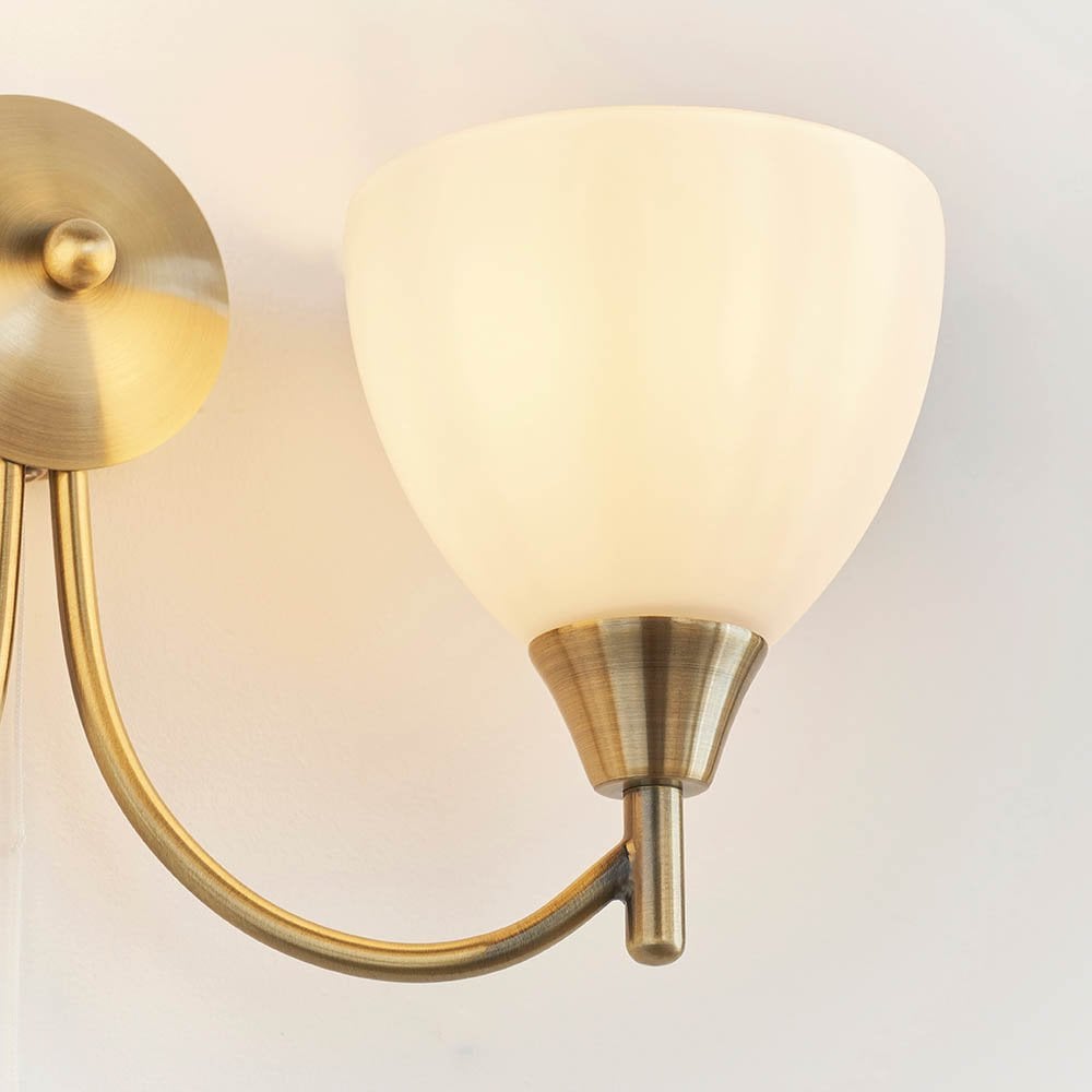 Alton Double Wall Light in Antique Brass