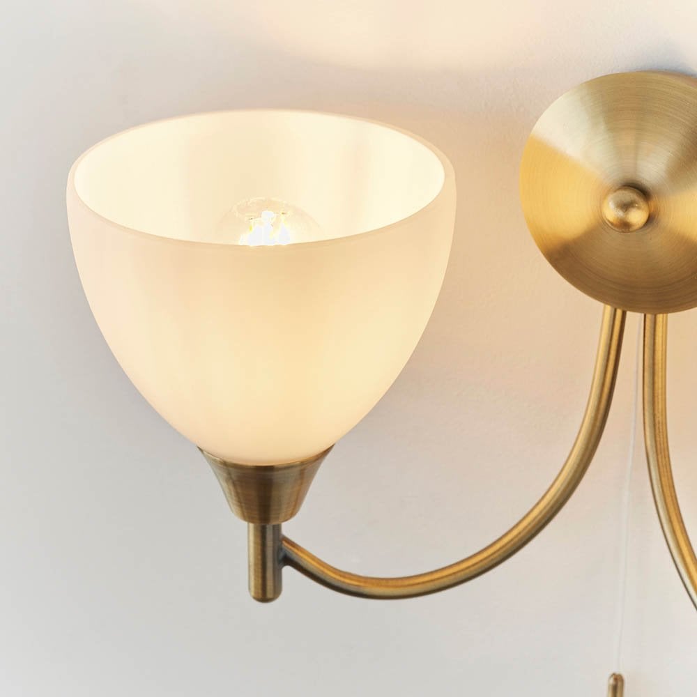 Alton Double Wall Light in Antique Brass