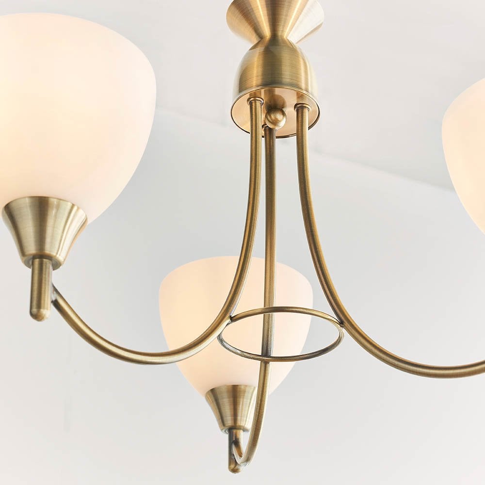 Alton 3 Light Ceiling Fitting in Antique Brass
